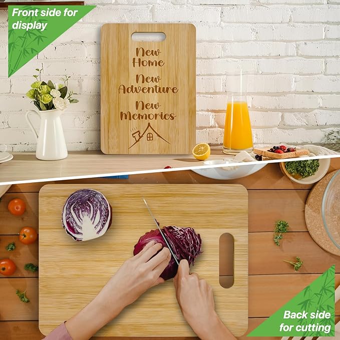 Personalized Cutting Board, Engraved Bamboo Cutting Board for Housewarming 12.2"L x 8.7"W x 0.4"Th, House Warming Gifts New Home, New House Gift Ideas,New Home New Adventure New Memories