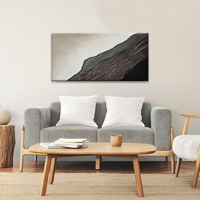 Tsomzxng Abstract Canvas Art Wall Decor Brown Black Wall Art Painting Abstract Art Prints Minimalist Decor Artwork For Bedroom Kitchen Office Bathroom Wall Artwork 20"×40"