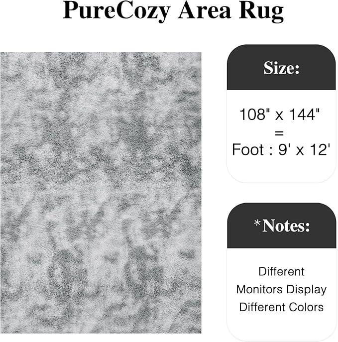 Shag Rug 9x12 for Living Room, Super Soft Modern Plush Rug Non-Slip Large Area Rug Indoor Fuzzy Carpet Fluffy Rugs for Bedroom Home Aesthetic Decor