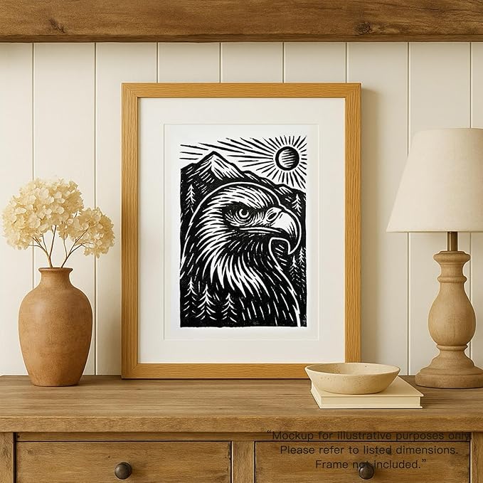 Caelumis Vintage Wall Art Decor Prints Black And White Pictures Posters For Farmhouse Living Bedroom Bathroom Room kitchen Handmade Unframed (Eagle 12x16in)