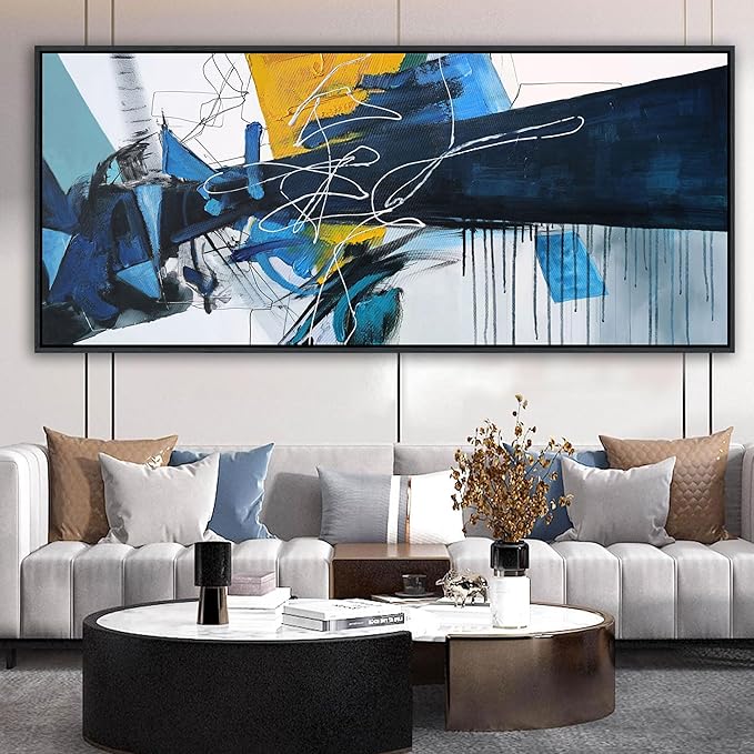 KLAKLA Oversized Artwork 86x39 Inches - Abstract Huge Canvas Picture Wall Decor Living Room Extra Large Wall Art for Walls Bedroom Office Decoration Modern Frame Wall Art