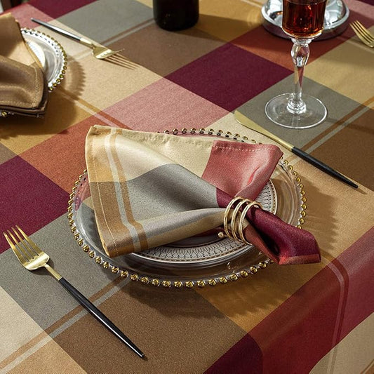 Checkered Style Cloth Napkins 20 x 20 Inch 4 Pieces Washable Comfortable for Restaurant Family Dinners Weddings Parties and Banquets(Square, 20" x 20", Red)