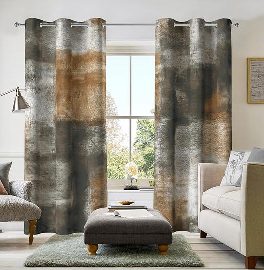 Asuexpect Abstract Curtains 2 Panels Abstract Rust Curtain Room Darkening Grommet Window Treatments Modern Decorative for Bedroom Living Room, 42x63 Inches, Tan