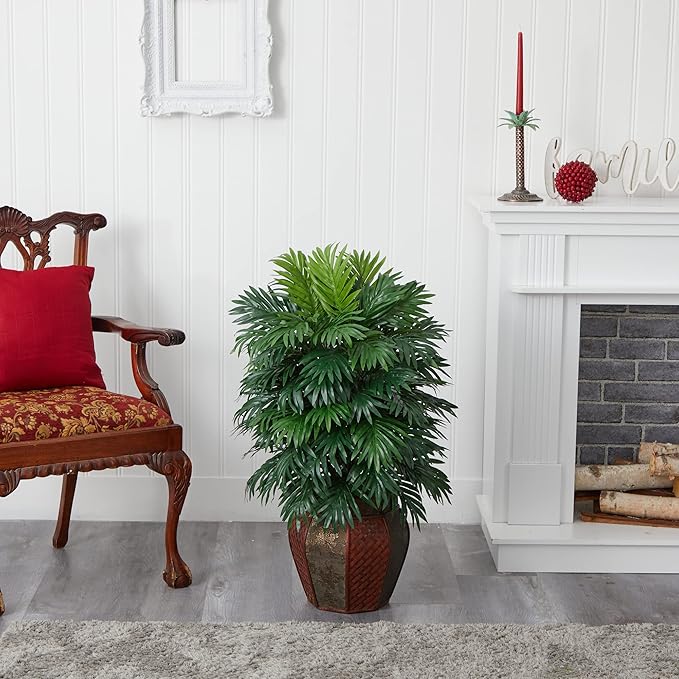 Nearly Natural Areca Palm with Vase Silk Plant, 38" x 27" x 25"