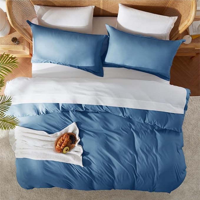 Nestl Double Brushed Blue Heaven Duvet Cover Set - Twin XL 2 Piece with Button Closure, 1 Twin Size Duvet Cover 68x90 inches and 1 Pillow Sham
