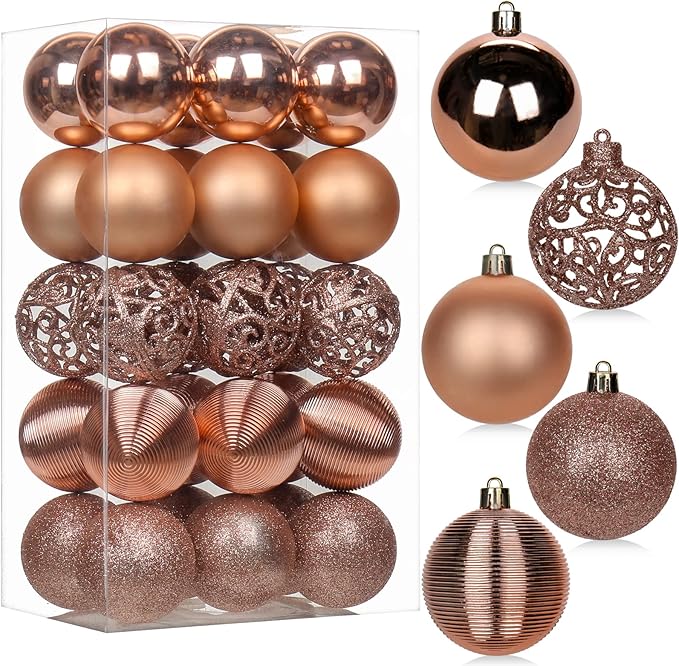 30PCS 2.36" Christmas Ball Ornaments Shatterproof Rose Gold Christmas Tree Decorations Xmas Tree Balls Halloween Ornaments Décor