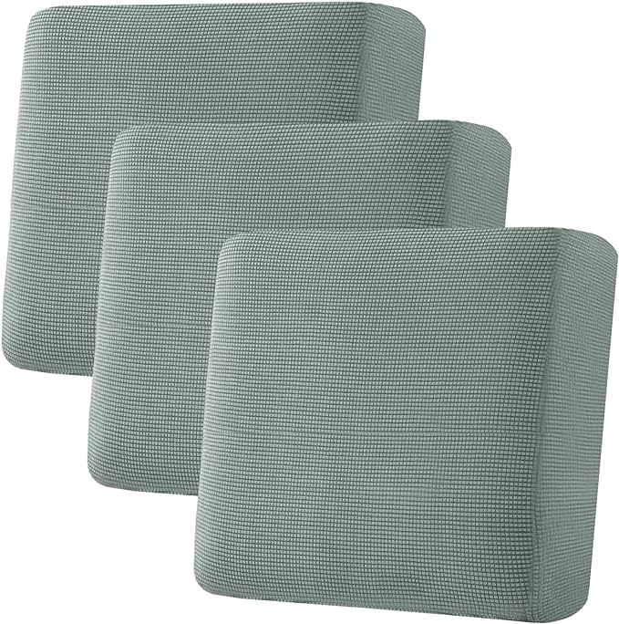H.VERSAILTEX Super Stretch Individual Seat Cushion Covers - Sofa & Couch Cushion Slipcover Sets - Thick Jacquard Textured Twill Fabric (3 Piece XL, Sage)
