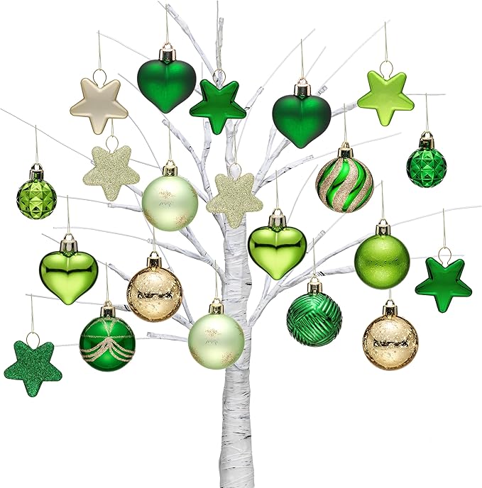Valery Madelyn 28ct St. Patrick's Tree Decorations Ornaments Set, Green and Gold Shatterproof St. Patrick's Ball Ornaments Hanging Decor for Valentines Day, Mardi Gras, St Patricks Day
