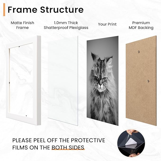15 Pack Picture Frames Collage Wall Decor, Gallery Frame Set for Wall Mounting or Tabletop Display, Multi Sizes Including 3pcs 8x10, 6pcs 5x7, 6pcs 4x6, White