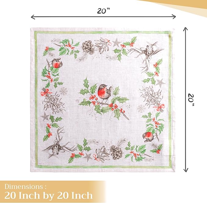 Maison d' Hermine Cloth Napkins Set of 4 100% Cotton Everyday Reusable Square Napkins Cloth Washable, Dinner, Party, Wedding, Restaurant (Christmas Dew, 20" x 20")