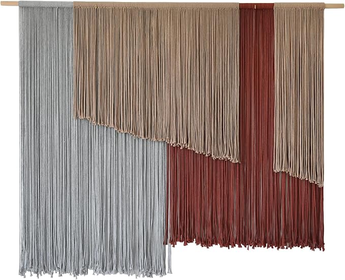 Jakalin Macrame Wall Hanging Large 57" Wx43 L Fiber Wall Art Modern Yarn Boho Wall Decor for Headboard Living Room Gallery Couch Bedroom Decor