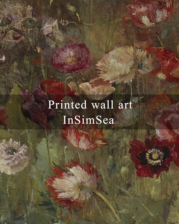 InSimSea Square Framed Canvas Wall Art, Classical Floral Scenic Paintings Wall Decor, Desk Decor, Rustic Flowers Wall Art Prints for Living Room Bedroom Bathroom, Office Home 16"x16"