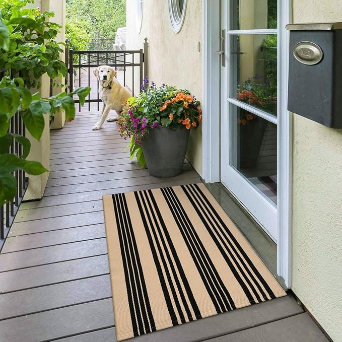 OJIA Fall Front Door Mat 24"x51", Machine Washable Porch Rug Halloween Outdoor Door Mat Striped Entryway Rugs Indoor Outdoor Rugs Cotton Woven Entry Rug for Kitchen/Bathroom/Farmhouse/Home Entrance