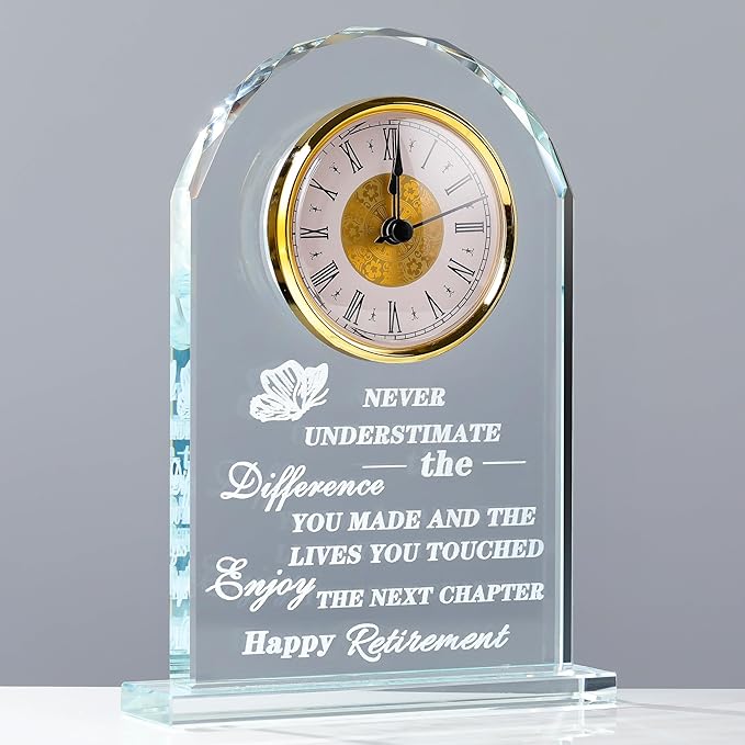 Qianwei Retirement Gifts - Crystal Clock, Going Away & Farewell Gifts for Women, Men, Nurses, Teachers & Friends