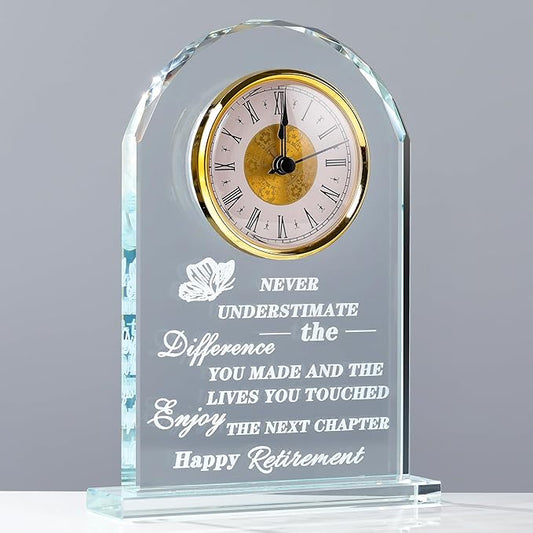 Qianwei Retirement Gifts - Crystal Clock, Going Away & Farewell Gifts for Women, Men, Nurses, Teachers & Friends