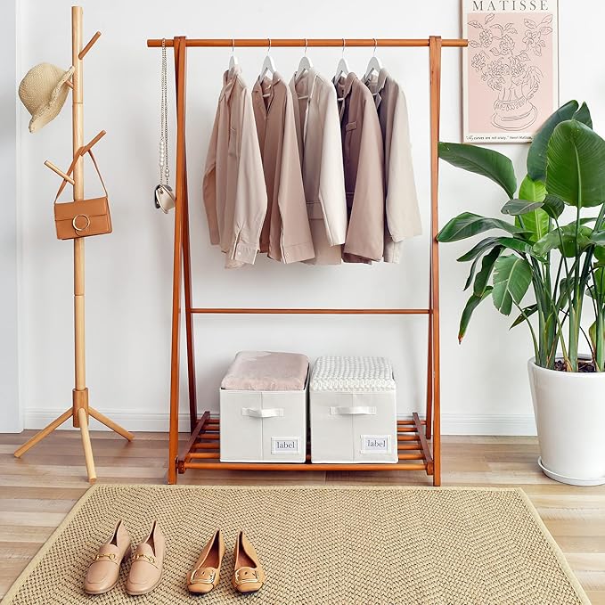 GRANNY SAYS Cloth Storage Bin with Label Holder, Closet Organizers and Storage Shelves, Sweater Storage Boxes for Closet Room, Storage Baskets for Organizing, Pearl White, Extra Large, 3-Pack