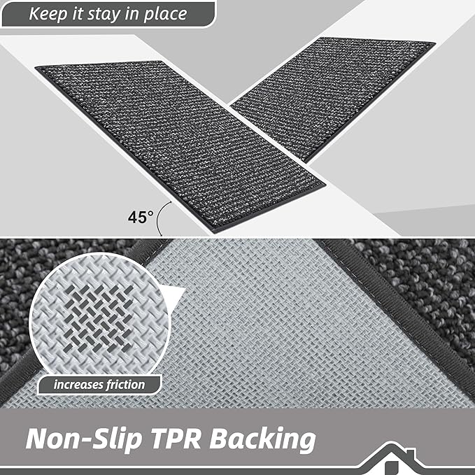 BEQHAUSE Kitchen Rugs 32"x48", Non-Slip Kitchen Mats for Floor, Super Absorbent and Stain Resistant Kitchen Rugs, Machine Washable Rugs for Kitchen, Hallway, Laundry & Sink, Charcoal
