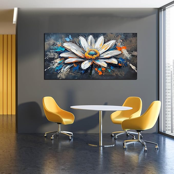 AOZEMI Colorful Wall Art Flower Canvas Wall Decor Print Artwork White Picture Art for Living Room Bedroom 24"x 48"