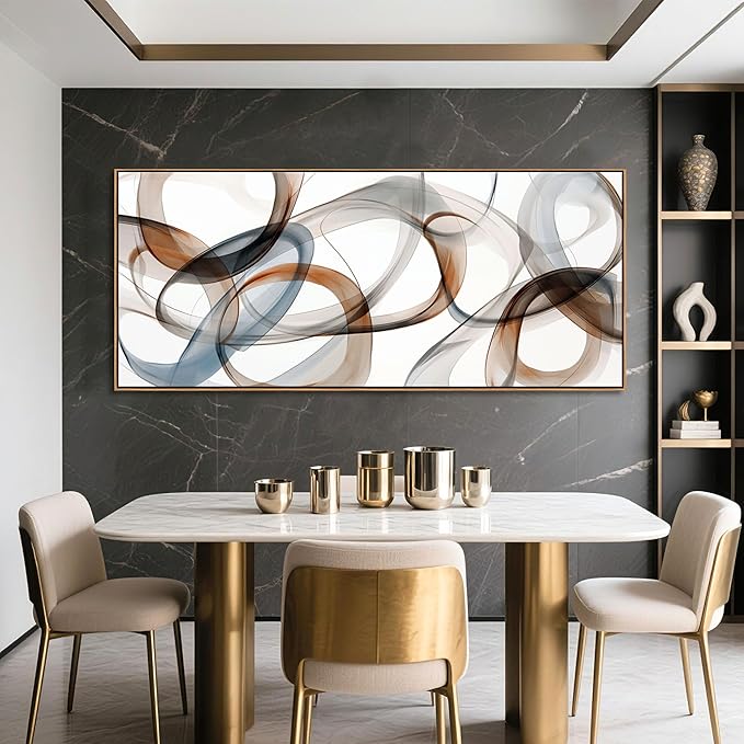 Large Modern Wall Art - Framed Canvas Wall Art Abstract Wall Decor for Living Room - Minimalist Style Artwork Decorations Wooden Frames for Canvas Paintings