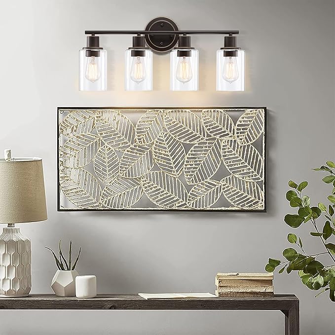 4-Light Oil Rubbed Bronze Bathroom Lighting Fixtures Over Mirror 4-Light Bathroom Vanity Light Oil Rubbed Bronze Vanity Wall Sconce Over Sink