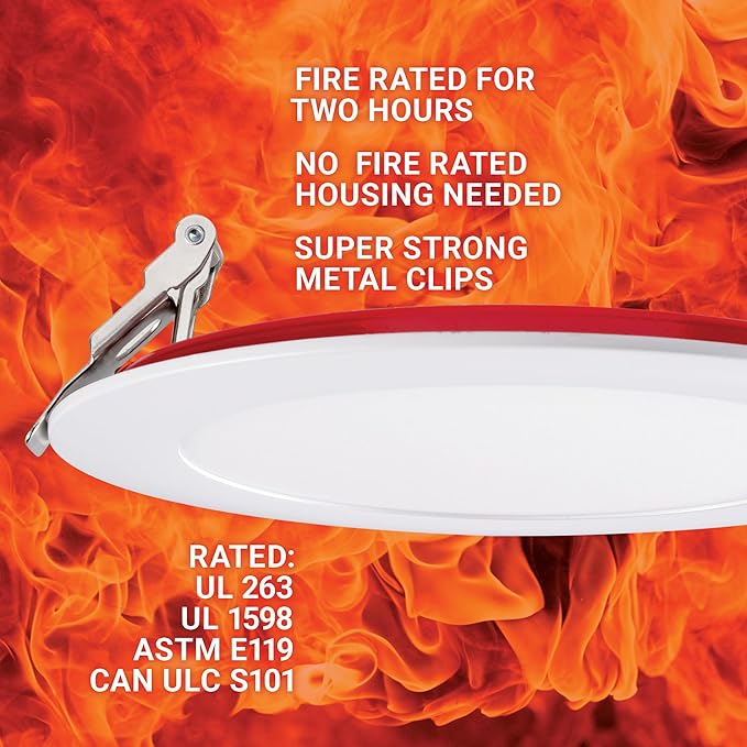 PARMIDA (12 Pack) 6 Inch 2HR Fire Rated LED Recessed Light, ETL, 5 Color Selectable 2700/3000/3500/4000/5000K, 12W Dimmable UltraThin Canless Wafer Slim Panel Downlight, Wet/IC Rated, No Tenmat Needed