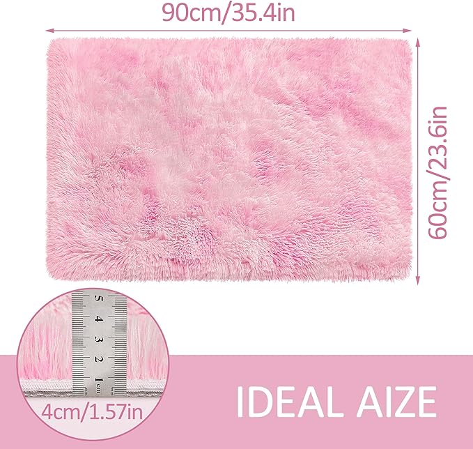 Small Area Rug for Bedroom 2x3ft Mini Tie-Dye Pink Fluffy Rug Mat Bedside Throw Rug for Kids Room Boys Teens Nursery Baby Dorm Living Room Home Decor Aesthetic Carpets