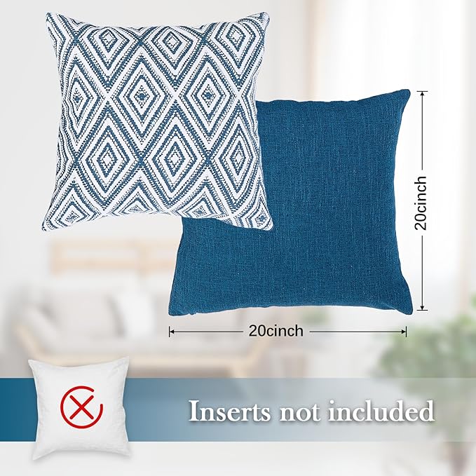 HPUK Decorative Throw Pillow Covers Set of 4 Couch Pillows Accent Cushion Cover for Couch Sofa Living Room, 20"x20" inches, Navy Blue
