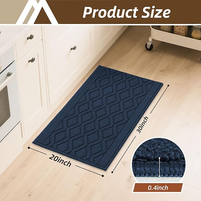COSY HOMEER-Kitchen-Rugs-and-Mats 20"x32" Non Slip Kitchen Mats for Floor Absorbent Kitchen Rug Washable Kitchen Standing Floor Mat for Sink Mat,Throw Rug,Entry,Laundry,Navy Blue