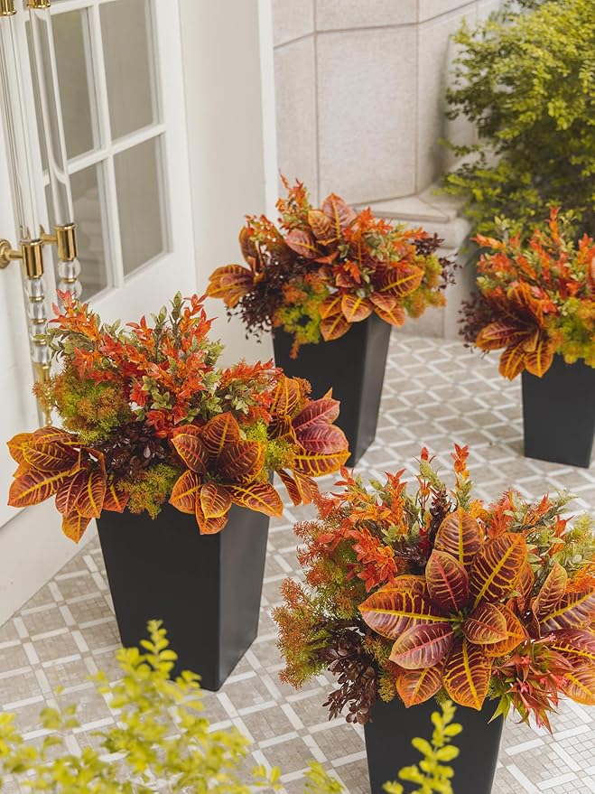 9pcs Fall Artificial Outdoor Branch with Seaweed Magnolia Leaves for Indoor Outside Hanging Plants Garden Porch Window Box Home Wedding Farmhouse Décor