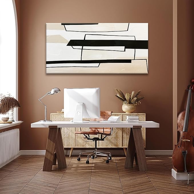 TAIJXAGSG Abstract White Wall Art Living Room Modern Painting Picture 24"X 48" Canvas Art Wall Decor Abstract Art Canvas Prints Artwork For Bathroom Kitchen Black And White Wall Decoration