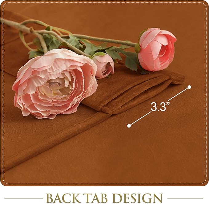 StangH Burnt Orange Velvet Curtains - Luxury Room Darkening Thermal Insulated Drapes 84 inches for Bedroom/Sliding Door, Back Tab Holiday Decoration, W52 x L84, 2 Panels