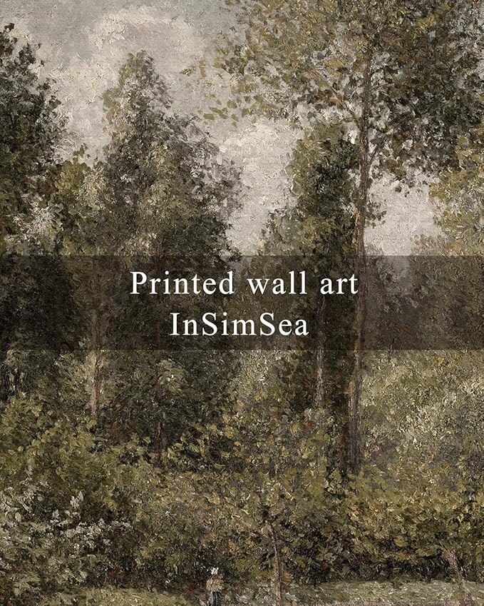 InSimSea Square Framed Canvas Wall Art, Farmhouse Decor Bushes Poplars Pictures Home Decor, Natural Landscape Wall Art Prints, Classical Paintings for Bedroom Living Room Bathroom Office 16"x16"