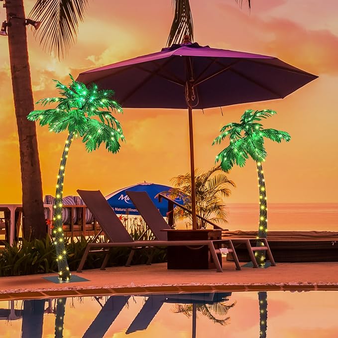 Lightshare 5FT+7FT Gorgeous Artificial Lighted Palm Tree, 248LED Lights, Decoration for Home,Party, Christmas, Nativity, Outside Patio-Electric