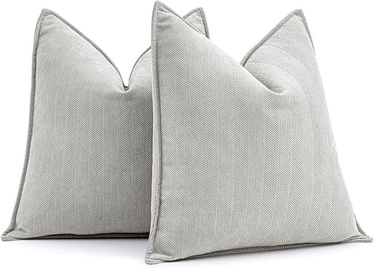 MIULEE Pack of 2 Light Grey Decorative Pillow Covers 24x24 Inch Soft Chenille Luxurious Couch Throw Pillows Farmhouse Cushion Covers Euro Shams with Elegant Design for Sofa Bed Living Room Home Decor