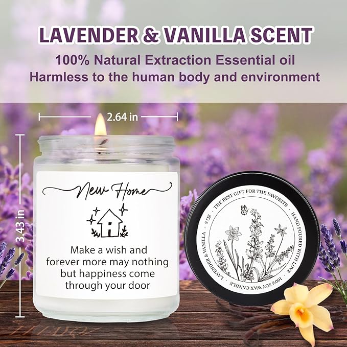 Housewarming Scented Candle Gift for New Homeowners, Make A Wish in Your New Home Candle, Buyers Homeowners Gifts, House Warming Decoration for Homeowner, First Apartment Gift Idea for Women Men-16