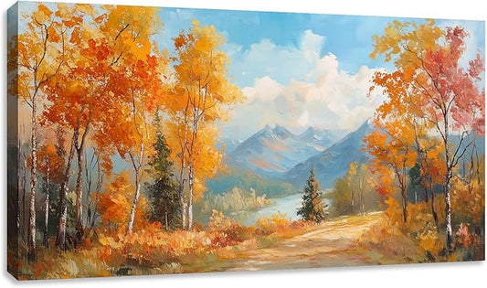 Abstract Tree Wall Art Mountain Art Prints Large Canvas Wall Decor Poster Painting Pictures Framed Artwork for Living Room for Bedroom Home Office Decor Decorations 60L x 30W