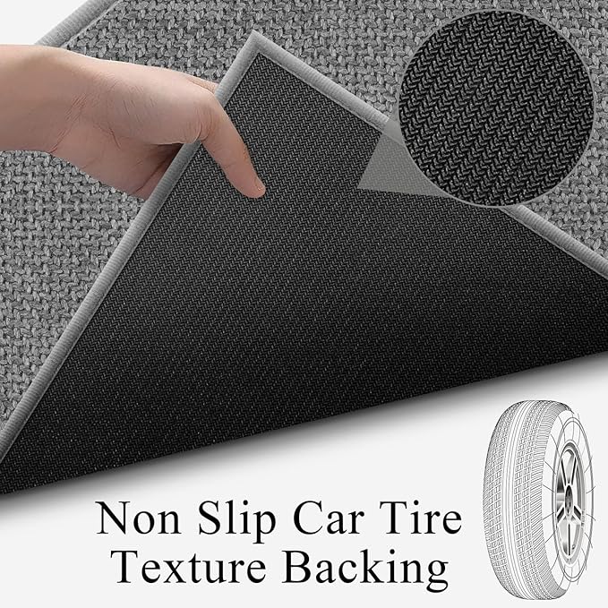 GOYLSER 15ft Laundry Rug Runner Non Slip, Anti Fatigue Kitchen Runner Rug Washable Runner Rug, Grey Absorbent Hall Floor Runner Bathroom Rug