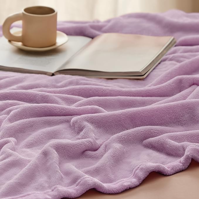 Bedsure GentleSoft Fleece Blankets Queen Size Lilac Lavender - Bed Blanket Soft Lightweight Plush Fuzzy Cozy Luxury Microfiber, 90x90 inches