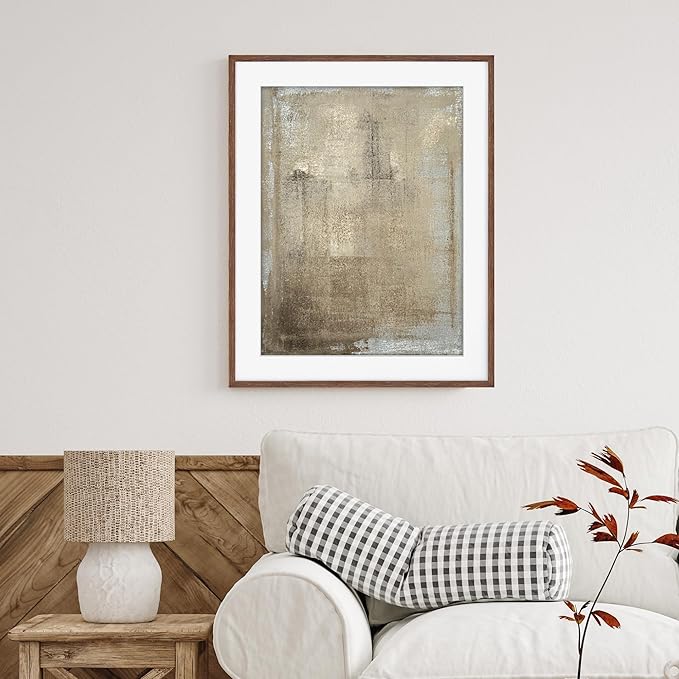 22x28 Picture Frame in Walnut, 22 x 28 Poster Frame for Wall, Solid Oak Wood Picture Frame 22"x28" with Glass, 22x28 Frame Matted to 18x24, 28x22 Wood Frame, 22 by 28 Art Frame, Walnut Color, 1 Pack