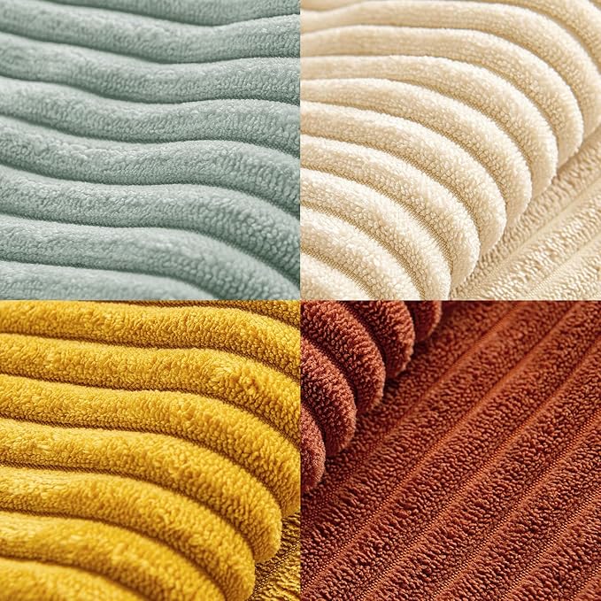 MIULEE Fall Teal-Orange Decorative Throw Pillow Covers 20x20 Inch 4 Packs Soft Boho Farmhouse Pillow Cases Modern Corduroy Patchwork Cushion Covers for Couch Sofa Bed with Flange Edge Home Decor