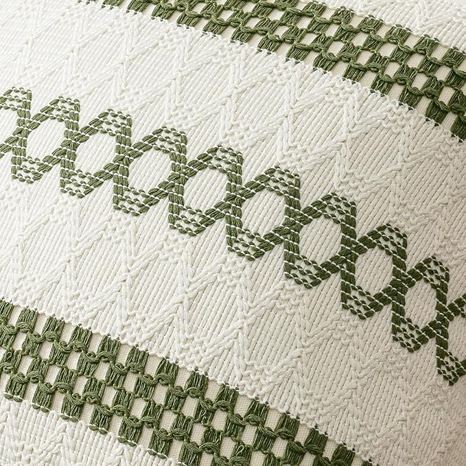 MIULEE Set of 2 Moss Green Boho Decorative Pillow Covers 20x20 Inch Farmhouse Rustic Couch Throw Pillows Modern Summer Cotton Cushion Covers Retro Cute Macrame Woven Home Decor for Bed Sofa Chair