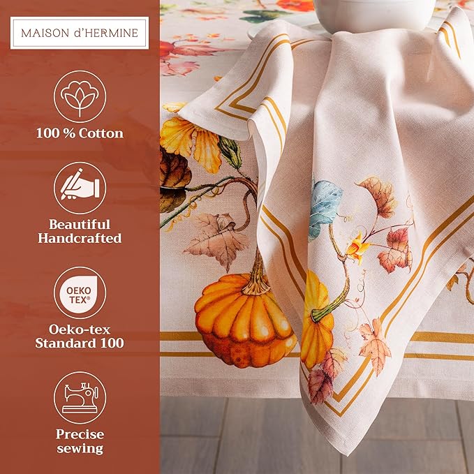 Maison d' Hermine Cloth Napkins Set of 4 100% Cotton Everyday Reusable Square Napkins Cloth Washable, Dinner, Party, Wedding, Restaurant (Potiron, 20" x 20")