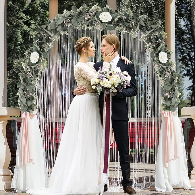 FLORLAB 6.2 Ft Long Faux Eucalyptus Greenery - Wedding Arch Summer Decor - Lambs Ear & Magnolia Garland