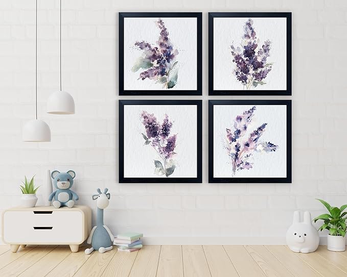 Purple Lavender Wall Art Purple Room Decor Wildflower Canvas Wall Art Flower Artwork Countryside for Girls Living Room Bedroom