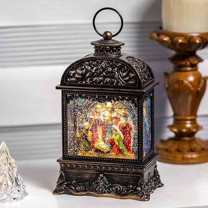 Christmas Snow Globes, Manger Snowflake Ball Adoration of The Magi Nativity Scene, Silent Night Music Water Lantern, Holiday Decorations Gifts for Family, Children or Friends