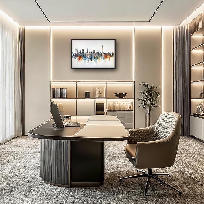 Flintis Large London Framed Wall Art Big Ben Pictures Wall Decor Abstract City Landscape Watercolor Canvas Painting Print Artworks Decor Framed for Living Room Bathroom Master Bedroom 36L X 24W