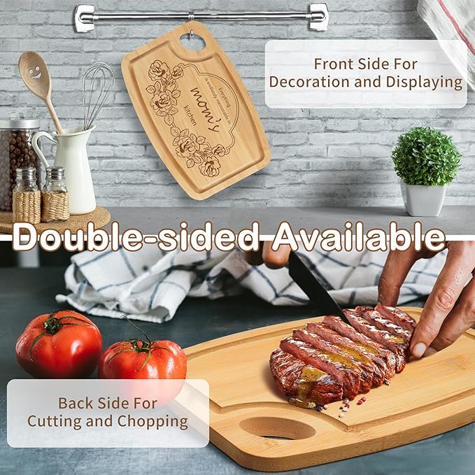 Joeyan Bamboo Cutting Board for Mom, Mothers Day Gifts for Grandma, Engraved Charcuterie Chopping Board with 2-Sided Juice Grooves, Personalized Birthday Christmas Presents for Mama from Daughter Son