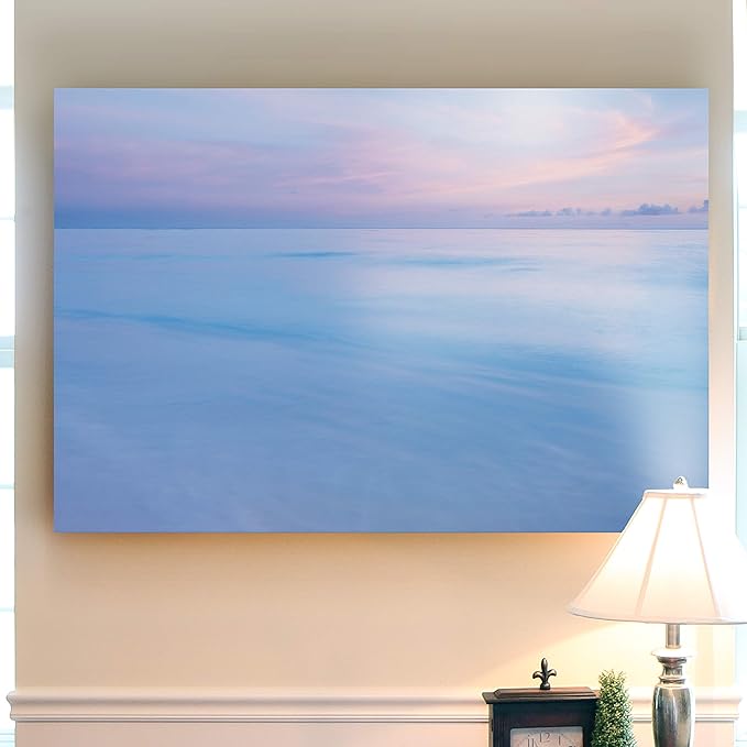 Renditions Gallery Canvas Nature Wall Hanging Art Pastel View of Blue Ocean and Sky Modern Artwork for Bedroom Living Room Kitchen Walls - 12"X18" LT08