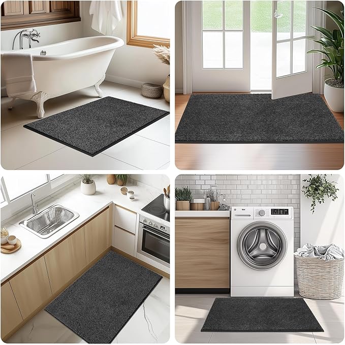 Washable Kitchen Rug 24" x 35.5" / 60cm x 90cm, Non Slip Kitchen Mat for Floor, Absorbent Indoor Entryway Rug for Laundry, Bathroom, Bedroom