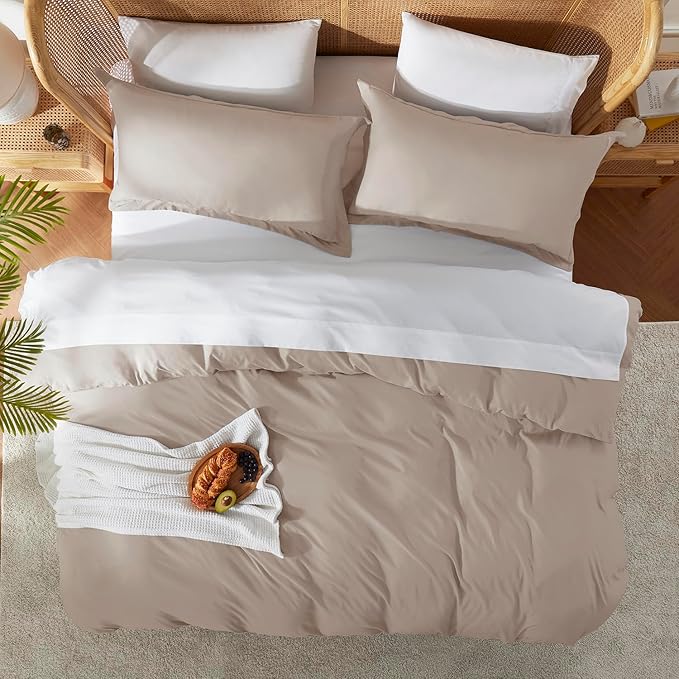 Nestl Linen Duvet Cover King Size - Soft Double Brushed King Duvet Cover Set, 3 Piece, with Button Closure, 1 Duvet Cover 104x90 inches and 2 Pillow Shams